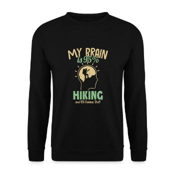 My Brain is 95% Hiking Trekking Bergwandern - Unisex Pullover - Schwarz - Vorne - Alina (178cm) & Michal (187cm)