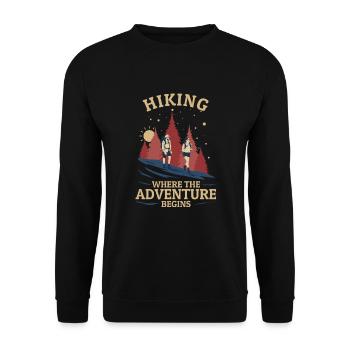 Hiking Where Adventure Begins Trekking - Unisex Sweatshirt - black - Front - Alina (178cm) & Michal (187cm)