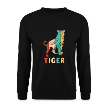Retro Wildcat Big Cat King Tiger Siberian - Unisex Sweatshirt - black - Front - Alina (178cm) & Michal (187cm)