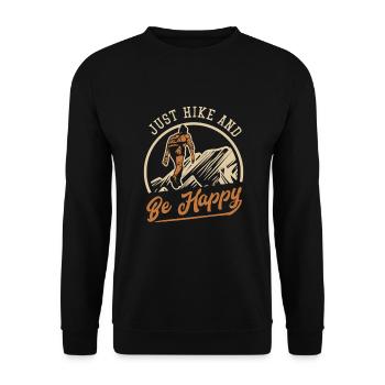 Just Hike and be Happy Bergwandern Hiking - Unisex Pullover - Schwarz - Vorne - Alina (178cm) & Michal (187cm)