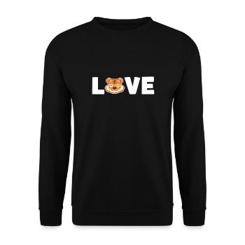 Tiger Love Raubkatze Königstiger Wildkatze - Unisex Pullover - Schwarz - Vorne - Alina (178cm) & Michal (187cm)