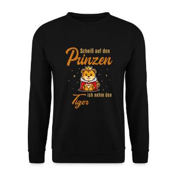 Ich nehm den Tiger Raubkatze Königstiger - Unisex Pullover - Schwarz - Vorne - Alina (178cm) & Michal (187cm)