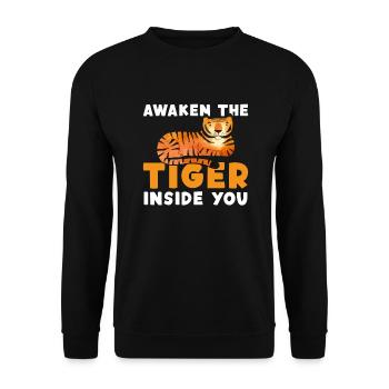 Awaken The Tiger Inside You King Tiger - Unisex Sweatshirt - black - Front - Alina (178cm) & Michal (187cm)