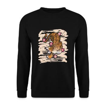 Wildkatze Raubkatze Königstiger Sibirischer Tiger - Unisex Pullover - Schwarz - Vorne - Alina (178cm) & Michal (187cm)