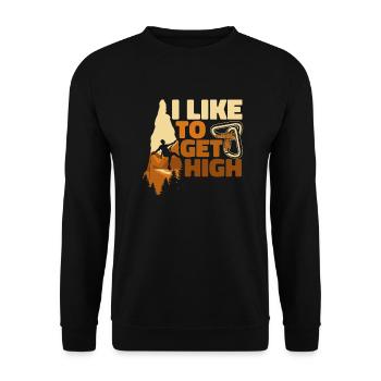 I Like To Get High Alpinklettern Sportklettern - Unisex Pullover - Schwarz - Vorne - Alina (178cm) & Michal (187cm)