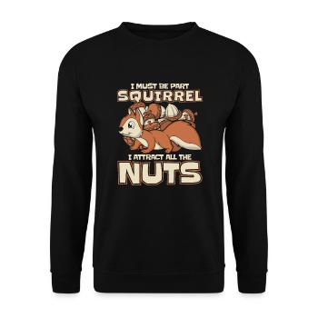 I Attract All The Nuts Squirrel Fuchshörnchen - Unisex Pullover - Schwarz - Vorne - Alina (178cm) & Michal (187cm)