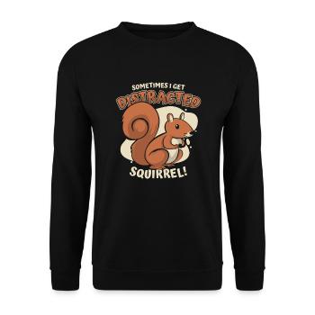 Sometimes I Get Distracted Grauhörnchen - Unisex Pullover - Schwarz - Vorne - Alina (178cm) & Michal (187cm)