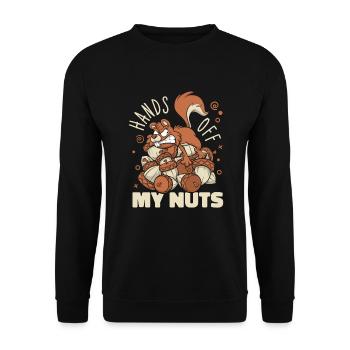 Hands Off My Nuts Grauhörnchen Squirrel - Unisex Pullover - Schwarz - Vorne - Alina (178cm) & Michal (187cm)