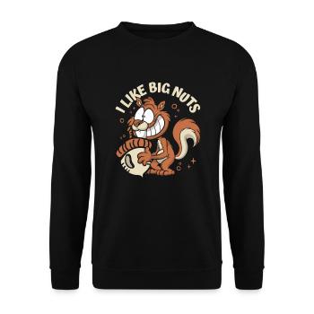 I Like Big Nuts Grauhörnchen Squirrel Eichhörnchen - Unisex Pullover - Schwarz - Vorne - Alina (178cm) & Michal (187cm)