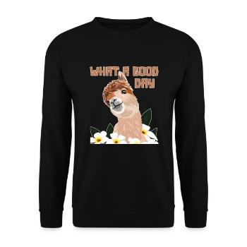 What A Good Day Pako Huacaya Lama Alpaca Breeder - Unisex Sweatshirt - black - Front - Alina (178cm) & Michal (187cm)