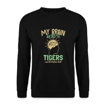 My Brain is 95% Tigers Big Cat Wildcat - Unisex Sweatshirt - black - Front - Alina (178cm) & Michal (187cm)