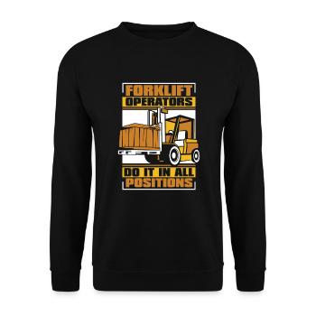 Faites-le dans toutes les positions Chariot élévateur télescopique - Sweat-shirt Unisexe - noir - Devant - Alina (178cm) & Michal (187cm)