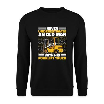 Never Underestimate An Old Man With Forklift Truck - Unisex Sweatshirt - black - Front - Alina (178cm) & Michal (187cm)