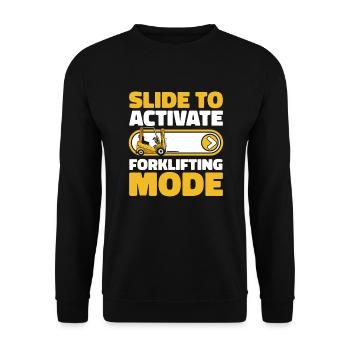Slide To Activate Forklifting Mode Forklift - Unisex Sweatshirt - black - Front - Alina (178cm) & Michal (187cm)