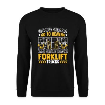 Bad Girls Drive Forklift Trucks Geländestapler - Unisex Sweatshirt - black - Front - Alina (178cm) & Michal (187cm)