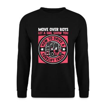 Let A Girl Show You How To Drive Teleskoplader - Unisex Pullover - Schwarz - Vorne - Alina (178cm) & Michal (187cm)
