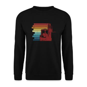 Retro All-terrain forklift Telehandler Forklift - Unisex Sweatshirt - black - Front - Alina (178cm) & Michal (187cm)