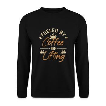Fueled by Coffee and Lifting All-terrain forklift - Unisex Sweatshirt - black - Front - Alina (178cm) & Michal (187cm)