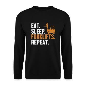 Eat Sleep Forklifts Repeat All-terrain forklift - Unisex Sweatshirt - black - Front - Alina (178cm) & Michal (187cm)