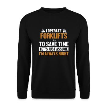 Forklifts Let's Assume I'm Right Geländestapler - Unisex Sweatshirt - black - Front - Alina (178cm) & Michal (187cm)