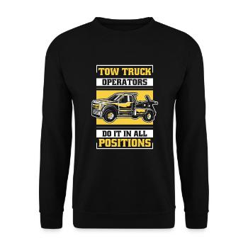 Do It In All Positions Abschlepper Fahrer - Unisex Pullover - Schwarz - Vorne - Alina (178cm) & Michal (187cm)