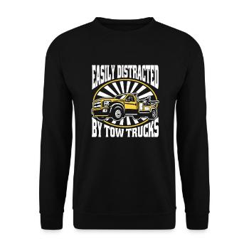 Easily Distracted By Tow Trucks Abschlepper - Unisex Pullover - Schwarz - Vorne - Alina (178cm) & Michal (187cm)