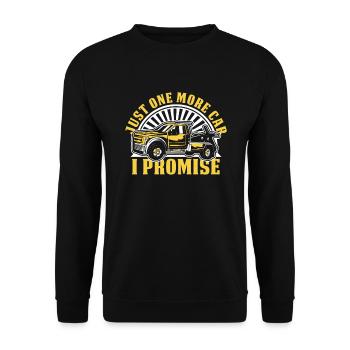Just One More Car I Promise Abschleppfahrzeug - Unisex Pullover - Schwarz - Vorne - Alina (178cm) & Michal (187cm)
