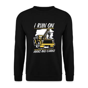 I Run On Hooks And Chains Tow Driver - Unisex Sweatshirt - black - Front - Alina (178cm) & Michal (187cm)