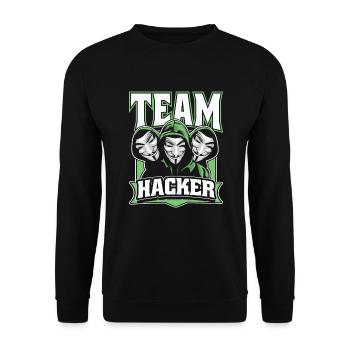 Team Hacker Social Engineering Phishing Sniffer - Unisex Pullover - Schwarz - Vorne - Alina (178cm) & Michal (187cm)