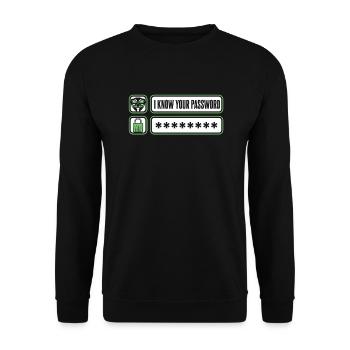Je connais votre mot de passe Phishing Renifleur Grey Hat - Sweat-shirt Unisexe - noir - Devant - Alina (178cm) & Michal (187cm)