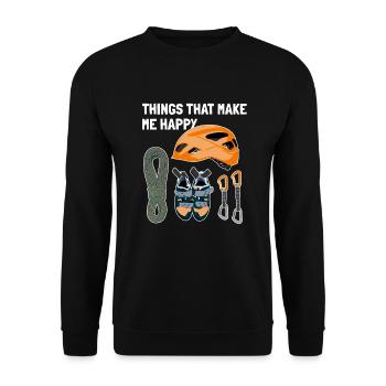 Things That Make Me Happy Alpinklettern Kraxler - Unisex Pullover - Schwarz - Vorne - Alina (178cm) & Michal (187cm)