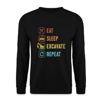 Eat Sleep Excavate Repeat Excavator Seilbagger - Unisex Pullover - Schwarz - Vorne - Alina (178cm) & Michal (187cm)