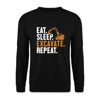 Eat Sleep Excavate Repeat Seilbagger Excavator - Unisex Pullover - Schwarz - Vorne - Alina (178cm) & Michal (187cm)