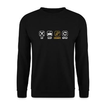 Eat Sleep Excavate Repeat Excavator Seilbagger - Unisex Pullover - Schwarz - Vorne - Alina (178cm) & Michal (187cm)