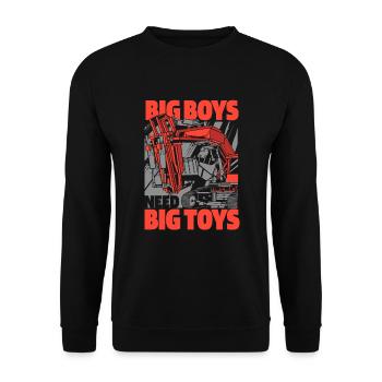 Big Boys Need Big Toys Raupenbagger Excavator - Unisex Pullover - Schwarz - Vorne - Alina (178cm) & Michal (187cm)