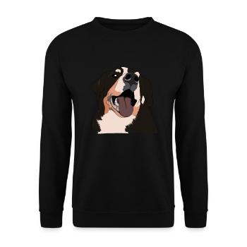 Rüde Vierbeiner Wauwau Hundebesitzer Bernhardiner - Unisex Pullover - Schwarz - Vorne - Alina (178cm) & Michal (187cm)