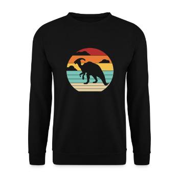 Rétro Parasaurolophini Dinosaur Lover - Sweat-shirt Unisexe - noir - Devant - Alina (178cm) & Michal (187cm)
