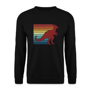 Rétro Parasaurolophini Dinosaur Lover - Sweat-shirt Unisexe - noir - Devant - Alina (178cm) & Michal (187cm)