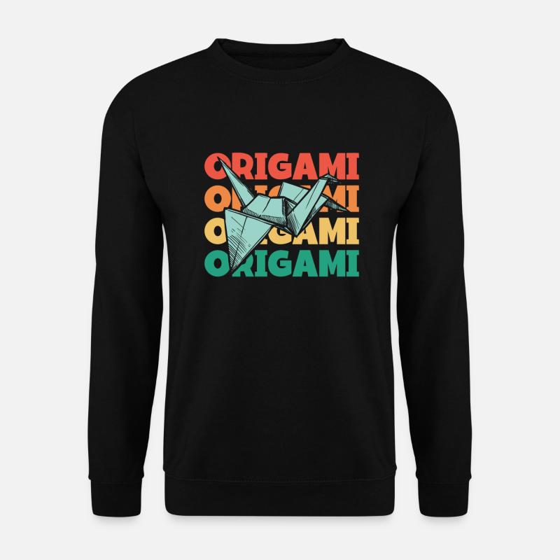 Retro Text Papier Kranich Falten Eule Meister Origami - Unisex Pullover - Schwarz