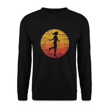 Retro Speed Skipping Jumping Professioneller Sprung - Unisex Pullover - Schwarz - Vorne - Alina (178cm) & Michal (187cm)