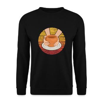 Retro Pottery Pro Wheel Hobby Lover Pottery - Unisex Sweatshirt - black - Front - Alina (178cm) & Michal (187cm)