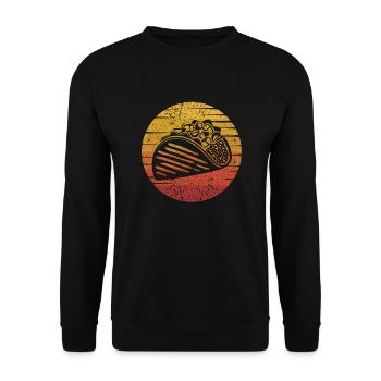 Retro Al Pastor Gewürz Hartschalen-Taco-Liebhaber - Unisex Pullover - Schwarz - Vorne - Alina (178cm) & Michal (187cm)
