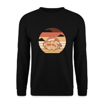 Retro Foraging Identification Picking Mushroom - Unisex Sweatshirt - black - Front - Alina (178cm) & Michal (187cm)