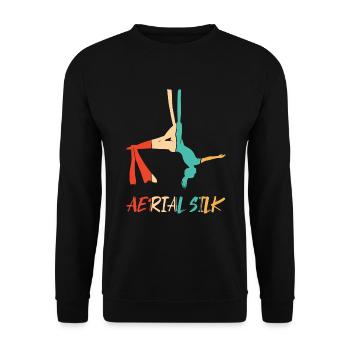 Retro Luftakrobat Gymnastik Aerial Yoga Tänzer - Unisex Pullover - Schwarz - Vorne - Alina (178cm) & Michal (187cm)