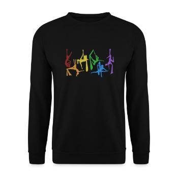 Aerial Silk LGBT Regenbogen Gymnastik Aerial Yoga - Unisex Pullover - Schwarz - Vorne - Alina (178cm) & Michal (187cm)
