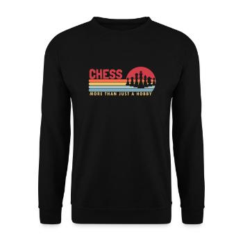Schach mehr als ein Hobby Königin Großmeister - Unisex Pullover - Schwarz - Vorne - Alina (178cm) & Michal (187cm)