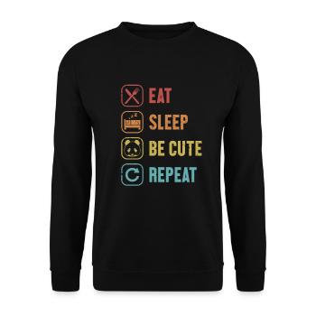 Essen Schlafen Süß sein Wiederholung Pandabär Freund Liebhaber - Unisex Pullover - Schwarz - Vorne - Alina (178cm) & Michal (187cm)