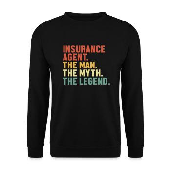 Agent d’assurance Mythe Homme Légende Assurance vie - Sweat-shirt Unisexe - noir - Devant - Alina (178cm) & Michal (187cm)