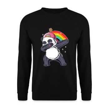 Dabbing Panda Panda Bear Friend Lover Giant Panda - Unisex Sweatshirt - black - Front - Alina (178cm) & Michal (187cm)