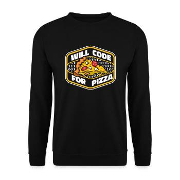 Will Code For Pizza Developer Coder Programmer - Unisex Sweatshirt - black - Front - Alina (178cm) & Michal (187cm)